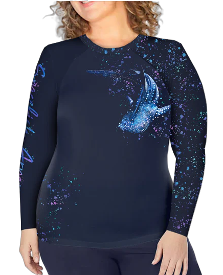 Plus Size Whale Shark Wonderland Rash Guard